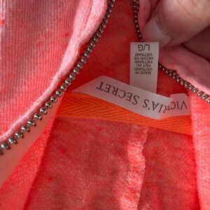 Victoria's Secret Neon Coral and Orange Zip Hoodie. New
